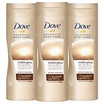 3 Pack Dove Visible Glow Self Tan Lotion Medium to Dark for Gradual Skin Tone, 400ml