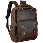 TIDING Vintage Genuine Leather Backpack for Men 15.6 Inch Laptop Bag School Travel Office Daypack