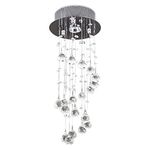 HOMCOM Metal Crystal Ceiling Light Chandelier Elegant Pendant Lamp Living Room Stairway Stairway Spiral Rain Drop Pendant Lamp Silver