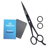 Equinox Professional Shears with Finger Rest & Finger Inserts - Ice Tempered Barber Hair Cutting Scissors - 6.5 Inches - Stainless Steel Rust Resistant Hair Scissors/Shears (Matte Black)