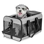 Conlun Dog Carrier Soft Sided, Large Cat Carrier with Inner Safety Leash, Pet Transport Carrier for Large Cats and Medium Dogs up to 20 Lbs, Collapsible Travel Puppy Carrier Bag -Gray L