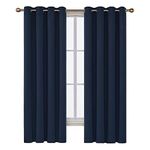 Deconovo Navy Blue Blackout Living Room Darkening Curtains, Patio Door Thermal Window Curtains, Bedroom Sound Proof Curtains, 52W x 72L Inch, 2 Panels