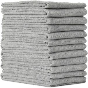 VIKING Microfiber Towel 12 Pack, Utility Car Drying Towels, Premium, Super Absorbent, Grey, 24 Inch x 24 Inch
