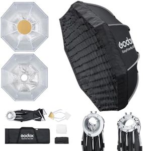 Godox EazyFlow Bty 85S Collapsible Beauty Dish Softbox, 33.5" Quick Release Octagon Softbox with Silver Interior, Bowens Mount, Grid, Deflector Cones for Portrait Photography