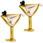 2Pcs Martini Balloon for Party Decoration, Martini Glass Balloons Martinis Bachelor Decoration Drink Foil Balloons for Birthday Wedding Bachelor Parties