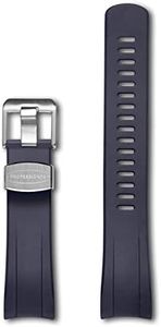 CRAFTER BLUE CB09 Curved End Watch Band Rubber Strap Replacement for Seiko Samurai Prospex Automatic Dive Watch SRPB51, SRPB09, SRPB53, SBDY007, SBDY009, SBDY011, SBDY019, SBDY025 etc - Dark Blue