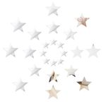 40pcs Stars Mirror Wall Stickers, Silver Acrylic Mirror Star Wall Stickers 3D Star Mirror Stickers Star Wall Stickers Star Wall Decals for Home Living Room Bedroom Wall Decorations