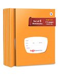 TARGET PUBLICATIONS Single Line Small Notebooks | 172 Pages in Each Book | 18 cm x 24 cm Approx | Brown Cover | Combo of 6 | GSM 57