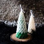 Lit Candle Soy Wax Green White Combination Christmas Tree Candle for Christmas Parties Decoration Fragrance Candle | Set of 2 Candles (Vanilla)