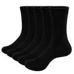 YUEDGE 5 Pairs Bamboo Socks for Men Casual Comfortable Black Dress Socks Breathable Thin Work Socks for Men Pack Size 10-13