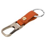 JVCV® Leather Retro Car Keychain Metal Key Ring Clip Buckle Holder for Men and Women (Brown, Black Buckle)