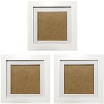 ZXT-parts 5x5 Picture Frames with 4x4 Opening Mat. Set of 3. 5x5 White Square Photo Frame. Solid Wood, Plastic Panel, The Tabletop or The Wall.3 Pack.