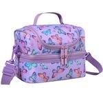 Lunch Bag for Kids,ChaseChic Insulated Lunch Boxes Bag Lightweight Water-Resistant Cooler Bag for Boys Girls in Dual Compartment Leak-Proof Lunch Organizer Purple Butterflies