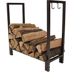 Sunnydaze Firewood Log Rack - Indoor or Outdoor Wood Storage Holder for Fireplace or Fire Pit - Steel Construction with Powder-Coated Bronze Finish - 30-Inch