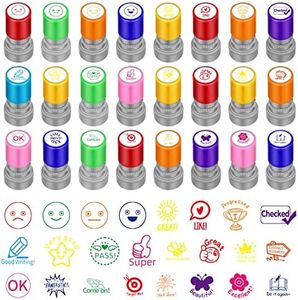 Fainne 24 Pcs Teacher Stamp Self Inking Rubber Stamps Sorted Review Stamps Picture Stamps for Teachers Motivation Teacher Stamps Comments Stamps Student Homework Stamper for Education(Sweet)