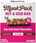Munk Pack Nut & Seed Bar Sea Salt Dark Chocolate | 1g Sugar, Low Carb & Keto, 5g Protein | Gluten Free, Plant Based, Zero Added Sugar | Sweet & Salty Breakfast & Snack Bars | 24 Count
