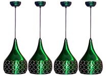 Keyplus Metal Cut Hanging Light Ceiling Pendant Lamp, Green Pack of 4