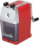 CARL Pencil Sharpener, CC-2000, Custom, Red, 5-Point Selector. Manual, Quiet for Office and Home Desks, School Classroom