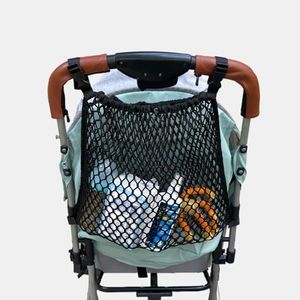 MaPctSy Baby Stroller Organizer Hanging Bags Golf Cart Cargo Net Mesh Storage Bag Extra Large Space, Non-Slip and Adjustable Polyester Stroller Accessories for Diaper Toy Snack