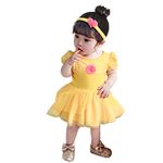 IZKIZF Baby Girls Bella Princess Birthday Halloween Costume Bodysuit Romper Tutu Dress with Headband 9-12M