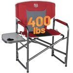 TIMBER RIDGE Lightweight Oversized Camping Chair, Portable Aluminum Directors Chair with Side Table for Outdoor Camping, Lawn, Picnic and Fishing, Supports 400lbs (Red)