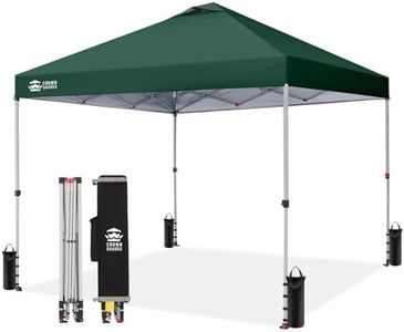CROWN SHADES Pop Up Canopy, Patented Center Lock One Push Instant Popup Outdoor Canopy Tent, Newly Designed Storage Bag, 8 Stakes, 4 Ropes, Silver-Coated, Forest Green, 12x12FT