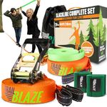 Trailblaze Slackline Kit with Tree Protectors & Training Line | Slack Lines for Backyard for Kids and Adults | Tight Rope Line for Beginners Kids Slack Line Set, Double Slack Lines 60ft
