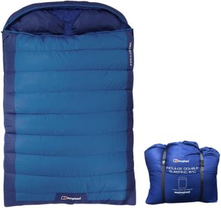 Berghaus Double Sleeping Bag with Built-in Pillow – Waterproof, 2-3 Season, Blue