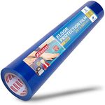 XFasten Floor Protection Film, 24-Inch x 200-Foot Roll, 3 mils, Blue Self-Adhesive Plastic Film Protector for Hardwood Floor |Residue-Free Painting and Construction Sticky Floor Protective Film Roll