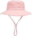 YANWANG Baby Kids Adjustable Bucket Sun Hat, UPF 50+ Sun Protection Beach Cap for Toddler Boys Girls(Light Pink,1-3Years)