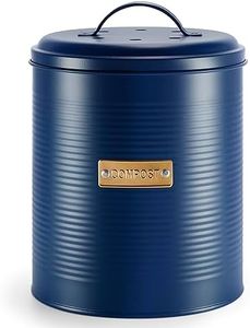 Ehc Compost Bin with Lid for Kitchen, Food Composter Container Can, 3.6L, Dia17.5x H20cm,Navy Blue