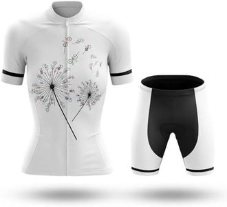 Women's Cycling Jersey Set Breathable Road Bike Shirts Kit Short Sleeve Cycling Clothing with Padded Bib Shorts (Dandelion, M)