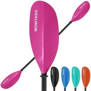 WONITAGO Kayak Paddles Carbon Fiber Shaft Paddle with Nylon Blades, Floating Adjustable Kayaking Oars, 3 Piece, 210-230 cm/82-90 Inches,Pink