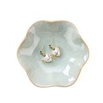 JAMEND CLXP Lotus Leaf Shape Decorative Ring Tray, Small Key Bowl, Ceramic Trinket Tray Jewelry Dish Organizing Necklace Earrings, Home Decoration for Mom Best Friend Sister, Light Green.