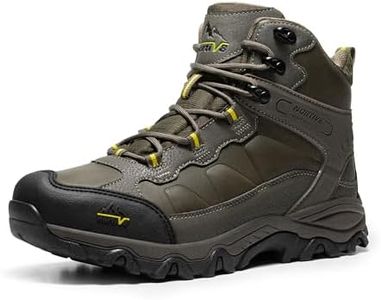 NORTIV 8 Men's Waterproof Hiking Boots Outdoor Mid Trekking Lightweight Mountaineering Shoes,Size 10.5,Olive-Leather,NMUMHB2501