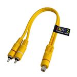 EKAAZ RCA Y Splitter Cable Female to Dual RCA Male 1 RCA (Female) Phono to 2 RCA (Male) Stereo Audio Y Adapter Subwoofer Audio Cable Extension Cord (30cm/1ft),Yellow