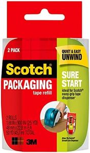 Scotch Sure Start Shipping Packaging Tape, 1.88" x 25 yd, Designed for Packing, Shipping and Mailing, Quiet Unwind, No Splitting or Tearing, 1.5" Core, Clear, 2 Rolls (DP-1000-RR-2)