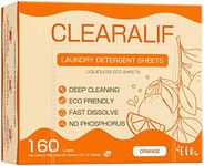 Laundry Detergent Sheets Up to 160 Loads, Orange - Great For Travel, Apartments, Dorms,CLEARALIF Laundry Detergent Strips Eco Friendly & Hypoallergenic