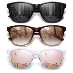 MEETSUN Polarized Sunglasses for Women Men Classic Retro Designer Style Fashion UV400 Protection 3 PACK Black Brown Gradient Pink Mirrored