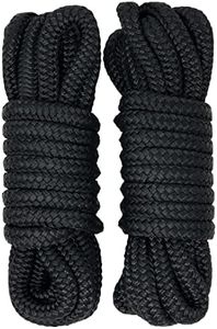 Rainier Supply Co Dock Lines - 2 Pack 7.6m (25') Premium Double Braided Nylon Dock Line/Mooring Lines with 30cm (12 inch) Eyelet - Boat Accessories - Black