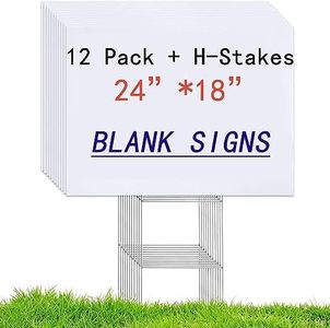 Mejor Conocido 12 Pack 24"x18" White Blank Lawn Yard Signs Corrugated Plastic Sheet Durable H-Stakes, Opening Business, Garage Rent, House Sale