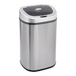 Amazon Basics Automatic Hands-Free Stainless Steel Trash Can, 80L, 2 Compartments, D-Shaped