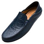 Unitysow Loafers Mens Premium Leather Penny Shoes Fashion Slip On Driving Shoes Casual Flat Moccasin,Blue,9 UK