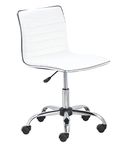 BTEXPERT 5029w BTExpert Swivel Mid Back Armless Ribbed Designer Task Chair Leather Soft Upholstery Office Chair - White