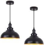 2PACK Matte Black Pendant Light Fixtures,Adjustable Industrial Farmhouse Pendant Light Vintage Hanging Kitchen Island Lights for Dining Room Barn Bedroom Hallway