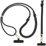 Lawonda Rope Phone Strap Set, 2pcs Universal Phone Lanyard with Wrist Strap, Adjustable Crossbody Cell Phone Neck Strap Wristlet Hand Strap Black