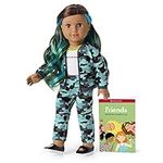 American Girl Truly Me 18-inch Doll #89 with Hazel Eyes, Wavy Dark Brown Hair with Blue & Green Highlights, and Tan Skin with Neutral Undertones in Cool Camo Outfit