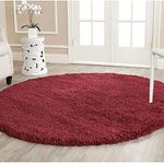 CD Carpet Anti Slip Shaggy Fluffy Fur Rugs and Carpet for Living Room Bedroom Kids Room Plain Circle Carpets for Home with 2 Inch Thickness (Color Crimson Size 5x5 Feet Round)