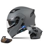 Motorcycle Modular Helmet with Bluetooth Full Face Flip Up Motorbike Helmet with Anti-Fog Dual Visor ECE Approved Crash Helmets Built-in Dual Speaker Microphone for Adult Men Women