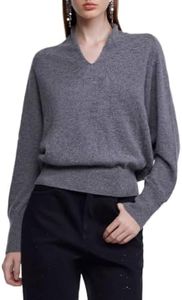 GOELIA Women Cashmere V‑Neck Sweater Batwing Long Sleeve Pullover Tops